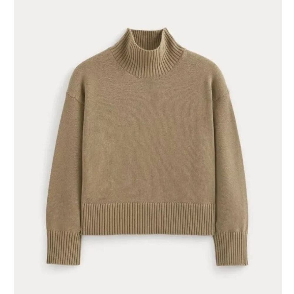 Everlane The Boxy Turtleneck in Everyday Cotton Heathered Camel Size Medium NWOT